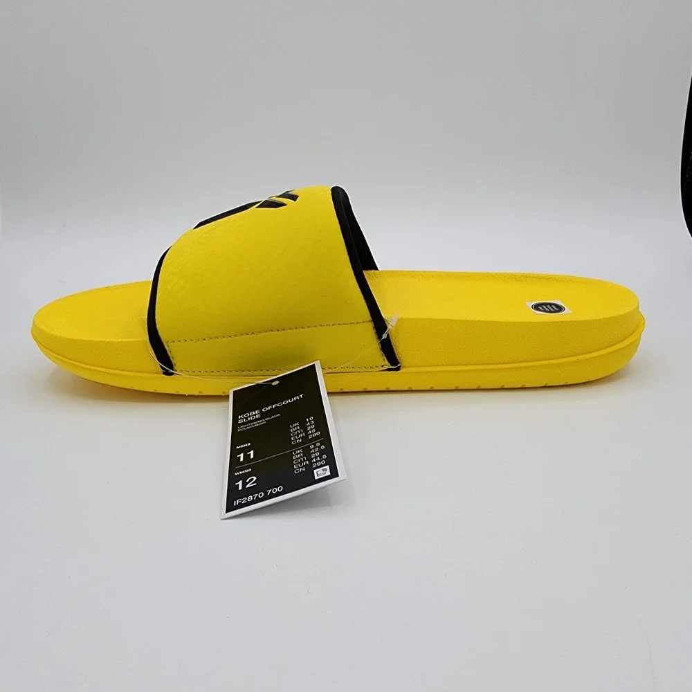 Nike Kobe Off Court Slides Mens 11‎ Lightning Yellow Black Mamba Logo Sandal NEW